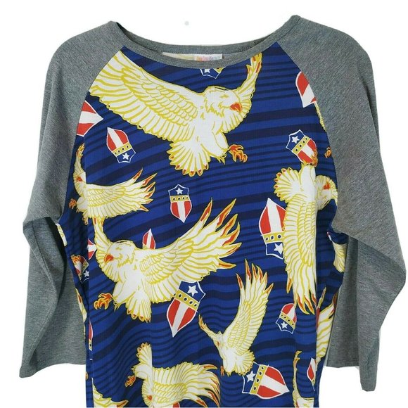 LuLaRoe RANDY Top, size Large - Eagles Raglan 4th of July American Baseball Top - Picture 3 of 5